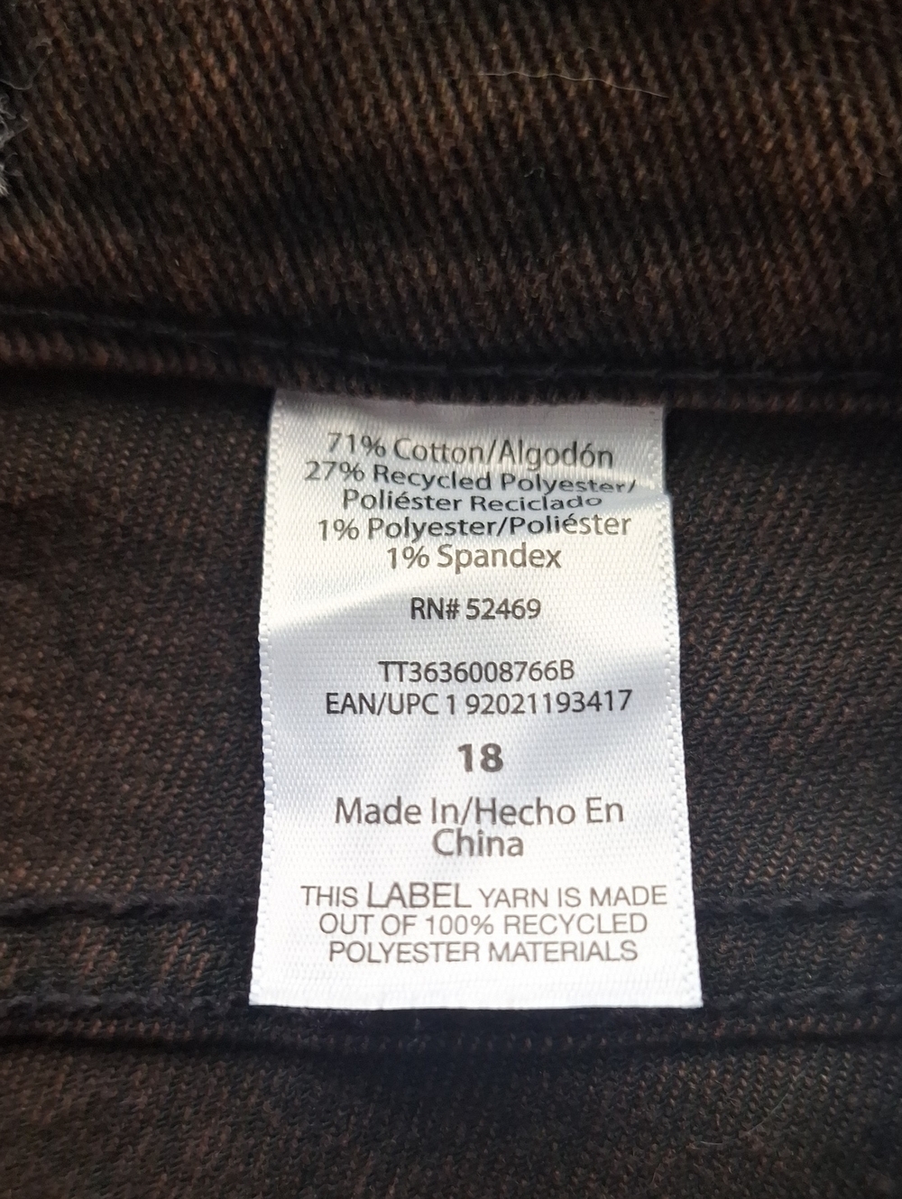 Time And Tru High Rise Barrel Brown Casual Jeans Size 18 - Picture 8 of 9